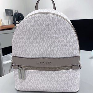 MK Kenly Backpack Signature Canvas Bright White